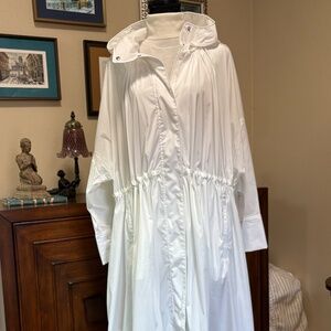 Athleta Trade Winds Full Length Utility Coat Winter White Hooded NWT Petite L